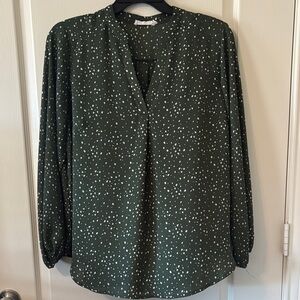Lush Dark Green Blouse with White Speckles
